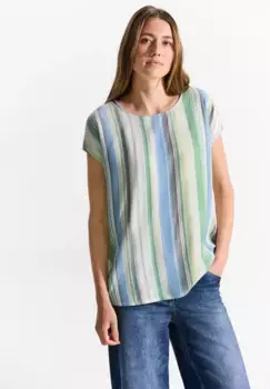 Блузка Cecil с короткими рукавами и разрезом на шее, зеленый