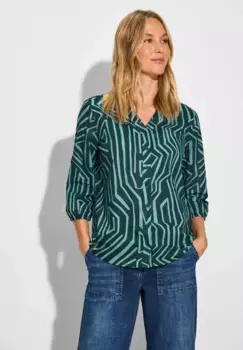 Блузка Cecil с короткими рукавами и V-образным вырезом, зеленый