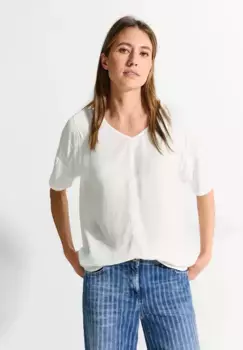 Блузка Cecil с короткими рукавами и V-образным вырезом, белый