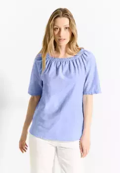 Блузка Cecil с короткими рукавами из чистого хлопка, цвет Blouse Blue