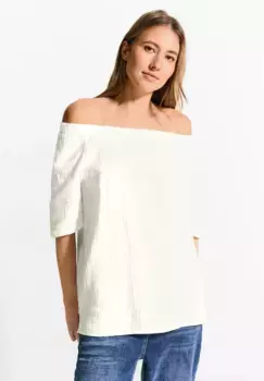 Блузка Cecil с короткими рукавами из чистого хлопка, белый