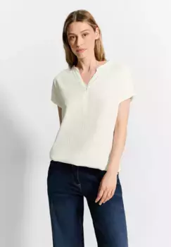 Блузка Cecil с короткими рукавами из мягкой смеси материалов, белый