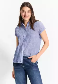 Блузка Cecil с короткими рукавами, мятая, цвет Azure Blouse Blue