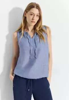 Блузка Cecil с короткими рукавами, шамбре, цвет Linen Chambray Blue