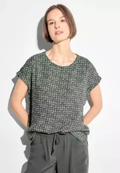 Блузка Cecil с короткими рукавами, выполненная из мягкой вискозы, хаки