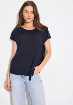 Блузка Cecil с короткими рукавами, выполненная из мягкой вискозы, синий