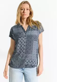 Блузка Cecil с короткими рукавами, выполненная из мягкой вискозы, синий