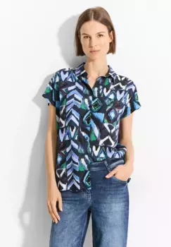 Блузка Cecil с короткими рукавами, выполненная из мягкой вискозы, синий