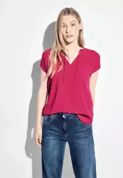 Блузка Cecil с короткими рукавами, выполненная из мягкой вискозы, розовый