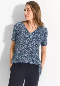 Блузка Cecil с короткими рукавами, выполненная из мягкой вискозы, синий