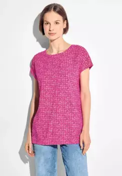 Блузка Cecil с короткими рукавами, выполненная из мягкой вискозы, розовый