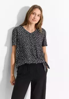 Блузка Cecil с короткими рукавами, выполненная из мягкой вискозы, черный