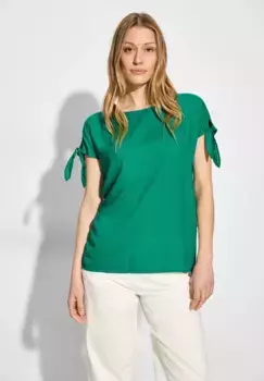 Блузка Cecil с короткими рукавами, выполненная из мягкой вискозы, зеленый