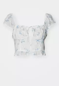 Блузка Chain Pretty Mix Corset Hollister Co., цвет white/light blue