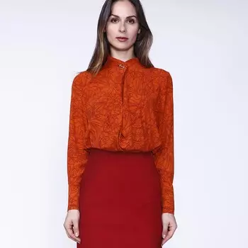 Блузка через плечо с линейным цветочным принтом Smart And Joy, коричневый