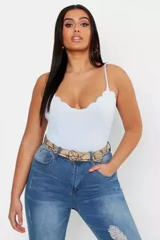 Блузка черная плюс с земляными краями Boohoo, синий