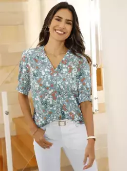 Блузка Classic Basics с принтом, цвет Salbei-Bedruckt