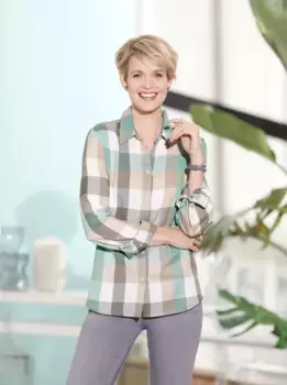 Блузка Classic Basics в клетку, цвет Grau-Salbei-Kariert