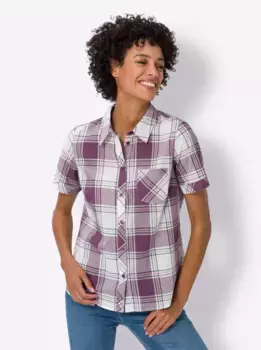 Блузка Classic Basics в клетку, цвет Violett-Ecru-Kariert