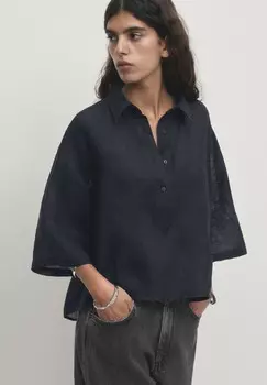 Блузка Collar Massimo Dutti, темно-синяя