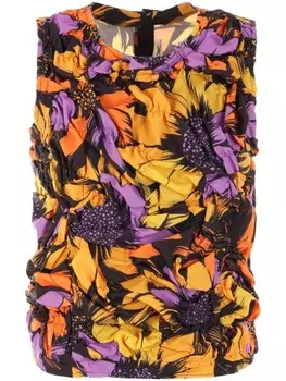 Блузка Comme Des Garons со сборками и цветочным принтом, желтый