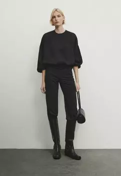 Блузка Creased-Effect Massimo Dutti, черный
