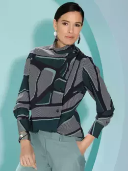 Блузка Creation L с длинными рукавами, цвет Ecru-Jade-Bedruckt