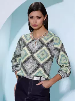 Блузка Creation L с принтом, серый