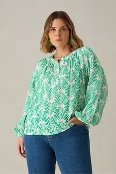 Блузка Curve из шамбре Live Unlimited, зеленый