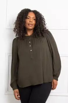 Блузка Curve из шамбре в стиле бохо Live Unlimited, зеленый