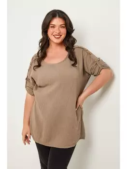Блузка Curvy Lady, серо-коричневый