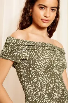 Блузка цвета хаки с флокированным узором «бардо» без пятен Friends Like These, зеленый