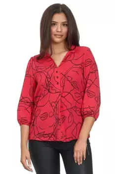 Блузка Decay Classic с полосками по бокам и рукавами полудлины, красный