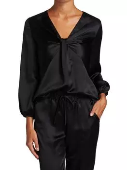 Блузка Derek Lam 10 Crosby Cailyn сатиновая с перекручиванием спереди, черный