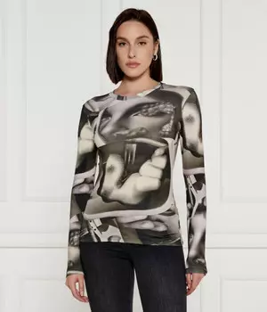 Блузка Desigual Slim Fit в стиле сюрреализм, серый