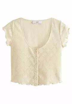 Блузка Diamond Textured Short Sleeve Next, бежевый