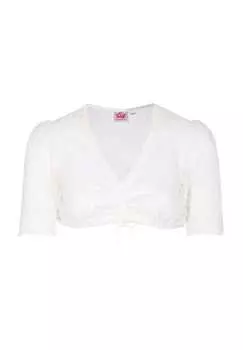 Блузка дирндль "Хадия" с v-образным вырезом и кружевом Spieth & Wensky, белый