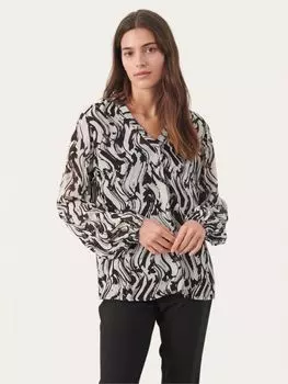 Блузка Ditte Paint с волнистым принтом Part Two, черный/мульти