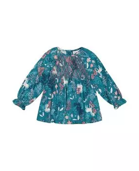 Блузка для девочек из вискозы с длинными рукавами и принтом «Сказочный единорог» - Big Kid Deux par Deux, синий