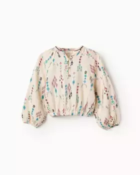 Блузка для девочки с длинными рукавами и принтом Zippy, бежевый