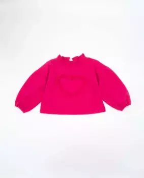 Блузка для девочки с пышными рукавами и сердцем спереди Fina Ejerique, цвет Fucsia