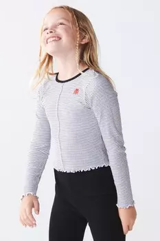 Блузка для девочки в рубчик отделанная рюшами River Island, серый