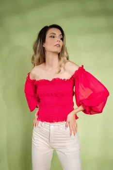 Блузка Electra с открытыми плечами Resense, красный