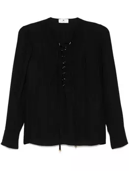 Блузка Elisabetta Franchi со шнуровкой из жоржета, черный