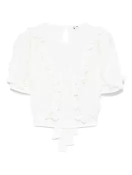 Блузка Elisabetta Franchi топ с оборками и вышивкой, белый