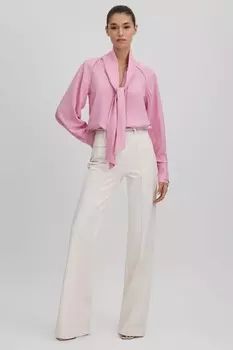Блузка Ella с завязкой на шее и молнией спереди Reiss, розовый