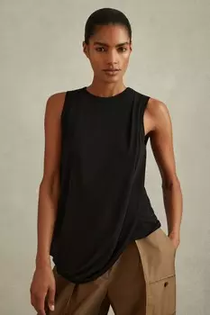 Блузка Elva с драпировкой Reiss, черный