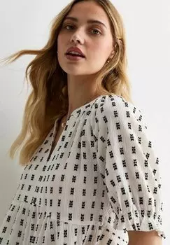 Блузка Embroidered Puff Sleeve New Look, белый