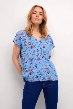 Блузка Enna с короткими рукавами «летучая мышь» Cream, синий