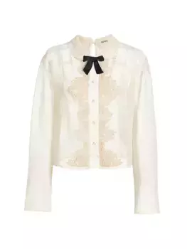 Блузка Eve с сетчатым бантом Bode, цвет cream